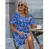 Zeagoo Summer Casual Dresses for Women A Line Sun Dress Ruffle Short Sleeve V Neck Floral Tshirt Dress with Pockets(Floral Print)