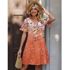 Zeagoo Summer Casual Dresses for Women A Line Sun Dress Ruffle Short Sleeve V Neck Floral Tshirt Dress with Pockets(Floral Printed-1)