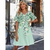 Zeagoo Summer Casual Dresses for Women A Line Sun Dress Ruffle Short Sleeve V Neck Floral Tshirt Dress with Pockets(Floral Printed-2)