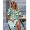 Zeagoo Summer Casual Dresses for Women A Line Sun Dress Ruffle Short Sleeve V Neck Floral Tshirt Dress with Pockets(Floral Printed-2)