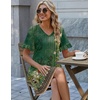 Zeagoo Summer Casual Dresses for Women A Line Sun Dress Ruffle Short Sleeve V Neck Floral Tshirt Dress with Pockets(Green Floral)