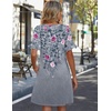 Zeagoo Summer Casual Dresses for Women A Line Sun Dress Ruffle Short Sleeve V Neck Floral Tshirt Dress with Pockets(Grey Red Floral)
