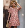 Zeagoo Summer Casual Dresses for Women A Line Sun Dress Ruffle Short Sleeve V Neck Floral Tshirt Dress with Pockets(Pink Floral)