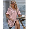 Zeagoo Summer Casual Dresses for Women A Line Sun Dress Ruffle Short Sleeve V Neck Floral Tshirt Dress with Pockets(Pink-printed)
