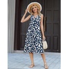 Zeagoo Summer Dress for Women 2026 Sleeveless Tank Midi Dress Vacation Beach Sundress Aline Boho Clothing(Blue Plant Leaves)