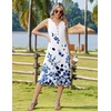Zeagoo Summer Dress for Women 2026 Sleeveless Tank Midi Dress Vacation Beach Sundress Aline Boho Clothing(Blue Watercolor Leaves)