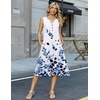 Zeagoo Summer Dress for Women 2026 Sleeveless Tank Midi Dress Vacation Beach Sundress Aline Boho Clothing(Blue Watercolor Leaves)
