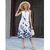Zeagoo Summer Dress for Women 2026 Sleeveless Tank Midi Dress Vacation Beach Sundress Aline Boho Clothing(Blue Watercolor Leaves)