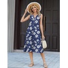 Zeagoo Summer Dress for Women 2026 Sleeveless Tank Midi Dress Vacation Beach Sundress Aline Boho Clothing(Navy Hawaiian Floral)