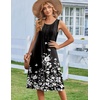 Zeagoo Summer Dress for Women Flowy Aline Casual Midi Tank Dress Boho 2026(Black Floral)
