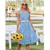 Zeagoo Summer Dress for Women Flowy Aline Casual Midi Tank Dress Boho 2026(Blue)