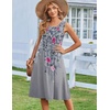 Zeagoo Summer Dress for Women Flowy Aline Casual Midi Tank Dress Boho 2026(Grey Floral)