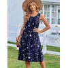 Zeagoo Summer Dress for Women Flowy Aline Casual Midi Tank Dress Boho 2026(Navy Floral)