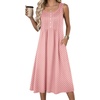 Zeagoo Summer Dress for Women Flowy Aline Casual Midi Tank Dress Boho 2026(Pink Dot)