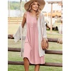 Zeagoo Summer Dress for Women Flowy Aline Casual Midi Tank Dress Boho 2026(Pink Dot)