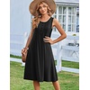 Zeagoo Summer Dress for Women Flowy Aline Casual Midi Tank Dress Boho 2026(Solid Black)