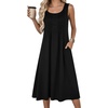 Zeagoo Summer Dress for Women Flowy Aline Casual Midi Tank Dress Boho 2026(Solid Black)