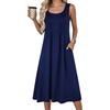 Zeagoo Summer Dress for Women Flowy Aline Casual Midi Tank Dress Boho 2026(Solid Navy)