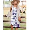 Zeagoo Summer Dress for Women Flowy Aline Casual Midi Tank Dress Boho 2026(White Purple)