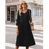 Zeagoo Summer Dresses for Women 2026 3/4 Sleeve Casual Midi Tshirt Dresses(01 Solid Black)