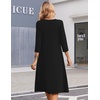 Zeagoo Summer Dresses for Women 2026 3/4 Sleeve Casual Midi Tshirt Dresses(01 Solid Black)