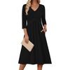 Zeagoo Summer Dresses for Women 2026 3/4 Sleeve Casual Midi Tshirt Dresses(01 Solid Black)