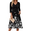 Zeagoo Summer Dresses for Women 2026 3/4 Sleeve Casual Midi Tshirt Dresses(Black Floral)