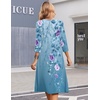 Zeagoo Summer Dresses for Women 2026 3/4 Sleeve Casual Midi Tshirt Dresses(Blue Floral)