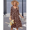 Zeagoo Summer Dresses for Women 2026 3/4 Sleeve Casual Midi Tshirt Dresses(Coffee Floral)