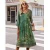 Zeagoo Summer Dresses for Women 2026 3/4 Sleeve Casual Midi Tshirt Dresses(Green Floral)