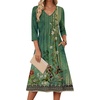 Zeagoo Summer Dresses for Women 2026 3/4 Sleeve Casual Midi Tshirt Dresses(Green Floral)