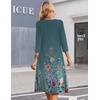 Zeagoo Summer Dresses for Women 2026 3/4 Sleeve Casual Midi Tshirt Dresses(Green Grey)