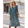 Zeagoo Summer Dresses for Women 2026 3/4 Sleeve Casual Midi Tshirt Dresses(Green Grey)