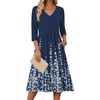 Zeagoo Summer Dresses for Women 2026 3/4 Sleeve Casual Midi Tshirt Dresses(Navy Floral)