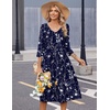 Zeagoo Summer Dresses for Women 2026 3/4 Sleeve Casual Midi Tshirt Dresses(Navy Sf180)