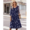 Zeagoo Summer Dresses for Women 2026 3/4 Sleeve Casual Midi Tshirt Dresses(Navy Sf180)