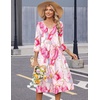 Zeagoo Summer Dresses for Women 2026 3/4 Sleeve Casual Midi Tshirt Dresses(Pink)
