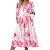 Zeagoo Summer Dresses for Women 2026 3/4 Sleeve Casual Midi Tshirt Dresses(Pink)