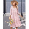 Zeagoo Summer Dresses for Women 2026 3/4 Sleeve Casual Midi Tshirt Dresses(Pink Floral)