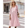 Zeagoo Summer Dresses for Women 2026 3/4 Sleeve Casual Midi Tshirt Dresses(Pink Floral)