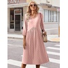 Zeagoo Summer Dresses for Women 2026 3/4 Sleeve Casual Midi Tshirt Dresses(Pink Jh1)