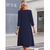 Zeagoo Summer Dresses for Women 2026 3/4 Sleeve Casual Midi Tshirt Dresses(Solid Navy)