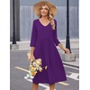 Zeagoo Summer Dresses for Women 2026 3/4 Sleeve Casual Midi Tshirt Dresses(Solid Purple)