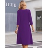 Zeagoo Summer Dresses for Women 2026 3/4 Sleeve Casual Midi Tshirt Dresses(Solid Purple)