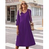 Zeagoo Summer Dresses for Women 2026 3/4 Sleeve Casual Midi Tshirt Dresses(Solid Purple)