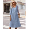 Zeagoo Summer Dresses for Women 2026 3/4 Sleeve Casual Midi Tshirt Dresses(Stripe Tz273)
