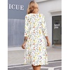 Zeagoo Summer Dresses for Women 2026 3/4 Sleeve Casual Midi Tshirt Dresses(White Floral)