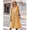 Zeagoo Summer Dresses for Women 2026 3/4 Sleeve Casual Midi Tshirt Dresses(Yellow Floral)