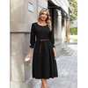 Zeagoo Summer Dresses for Women 2026 3/4 Sleeve Dress for Women Floral Midi Dresses for Casual Womens Dresses with Pockets(Black)