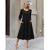 Zeagoo Summer Dresses for Women 2026 3/4 Sleeve Dress for Women Floral Midi Dresses for Casual Womens Dresses with Pockets(Black)